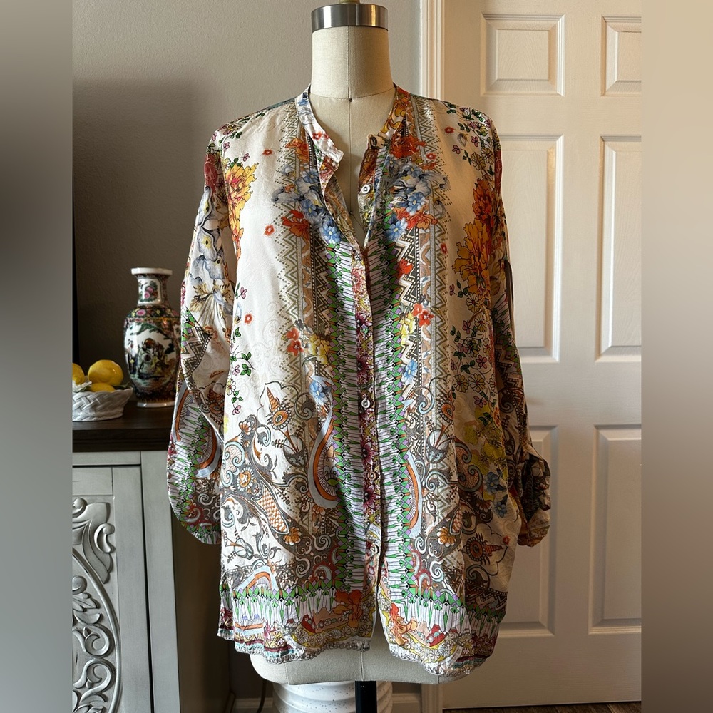 Johnny Was Kyla Silk Blouse Sz. M